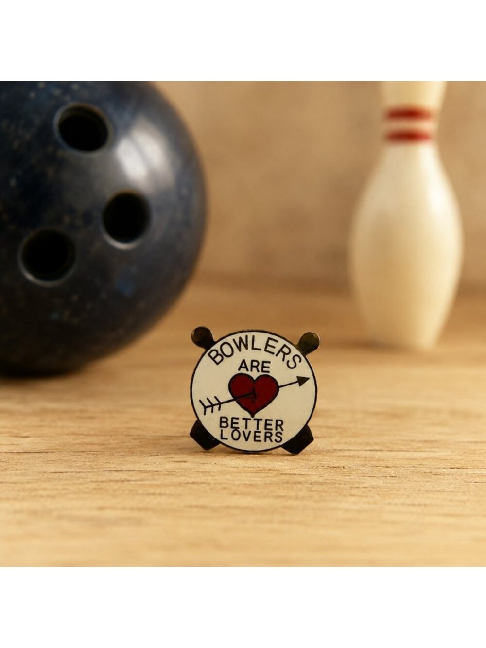 Vintage Bowlers are Better Lovers Goldtone Pin Collectible Heart Retro Bowling